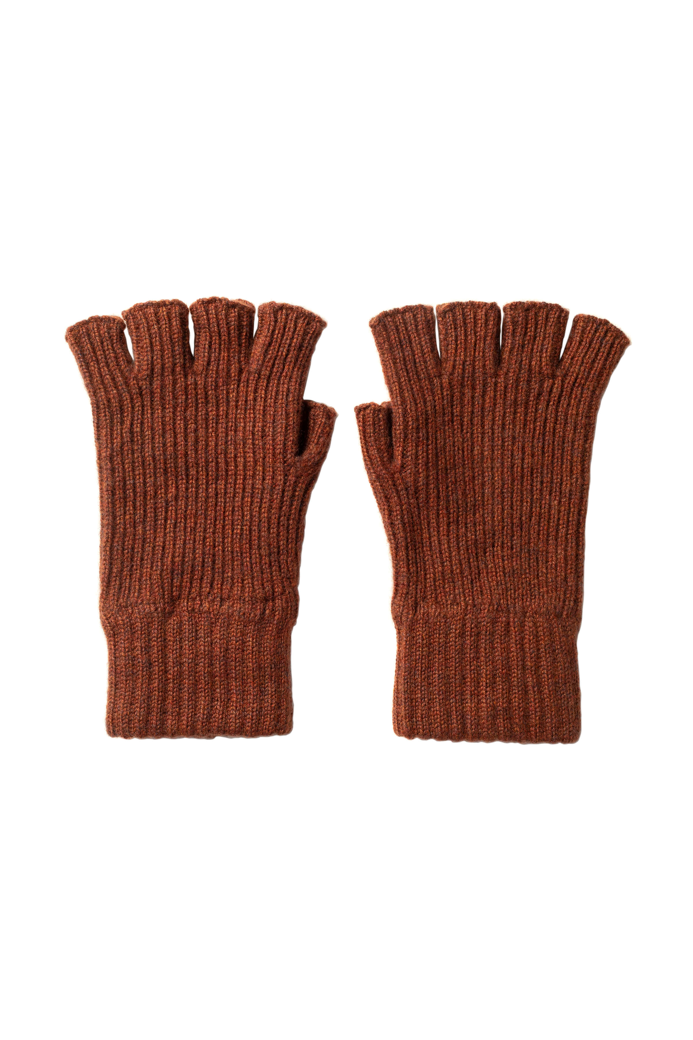 Russet Ribbed Cashmere Fingerless Gloves – Johnstons of Elgin