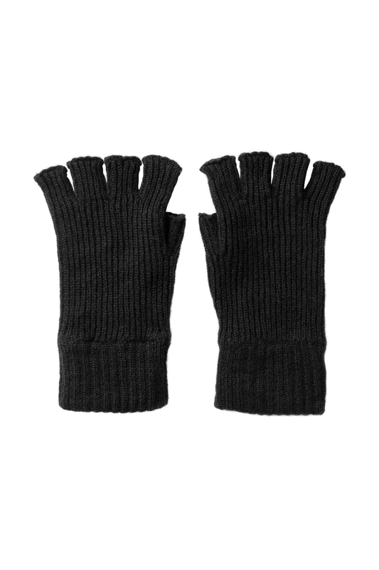 Johnstons of Elgin AW24 Knitted Accessory Dark Navy Ribbed Cashmere Fingerless Gloves HAE03397SD7286ONE