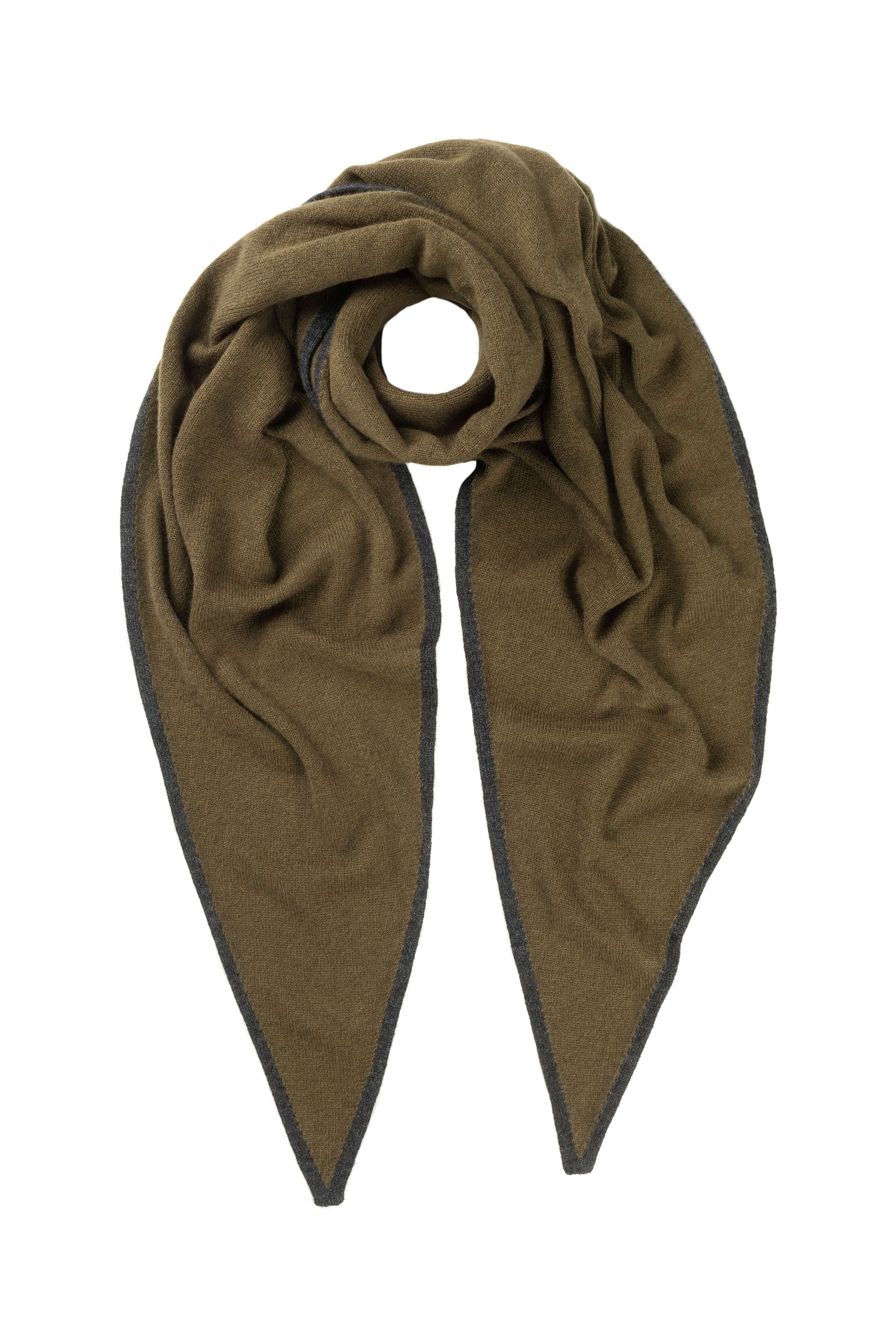 Johnstons of Elgin AW24 Knitted Accessory SFA Olive & SFA Charcoal Gauzy Cashmere Diamond Scarf HAE03401Q24489ONE