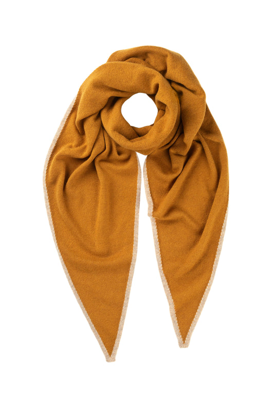 Johnstons of Elgin AW24 Knitted Accessory Ochre & Oatmeal Gauzy Cashmere Diamond Scarf HAE03401Q24555ONE