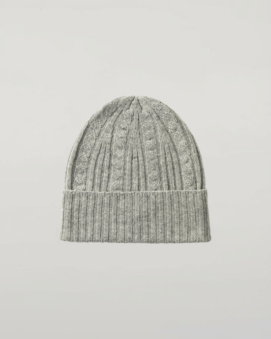 Johnstons of Elgin Knitted Accessories Grey Cable & Rib Cashmere Scarf HAE03408HA0308ONE