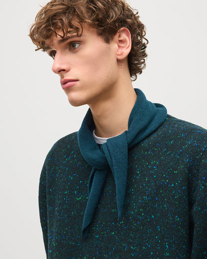 JOHNSTONS OF ELGIN REEL BANDANA BOTTLE GREEN 100% CASHMERE IWTH MATCHING CREW NECK SWEATER HAE03430SC7341ONE