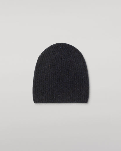 Traquair Blue Donegal Cashmere Ribbed Beanie