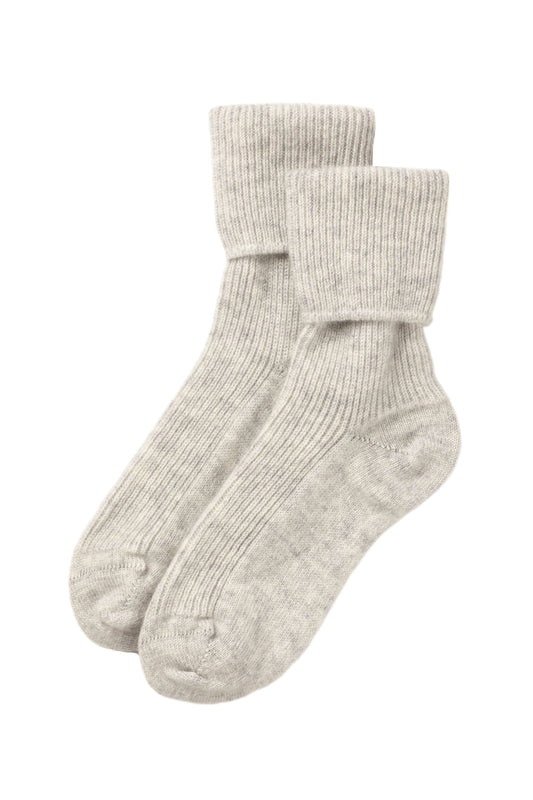 Johnstons of Elgin AW24 Knitted Accessory Grey Women's Pure Cashmere Bed Socks HAG02565HA0183ONE