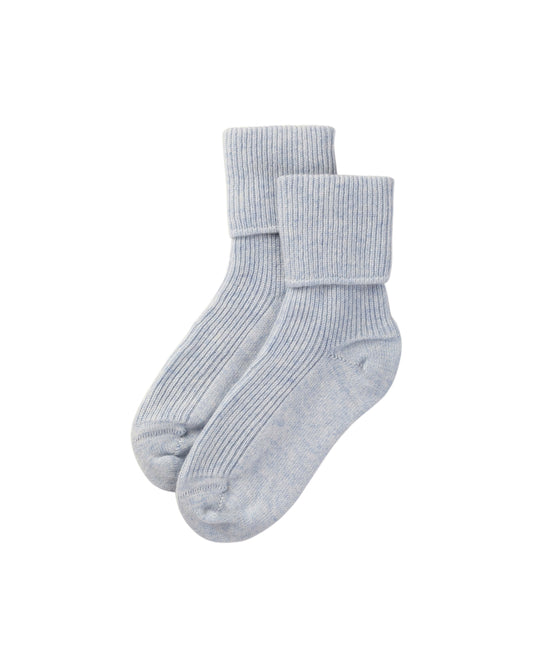 Johnstons of Elgin Knitted Accessories Pale Blue Marl Women's Cashmere Lounge Socks HAG02565HD0074ONE