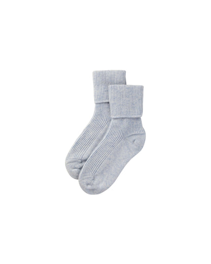 Johnstons of Elgin pair of light blue cashmere socks on a white background 2025GIFTSET3B