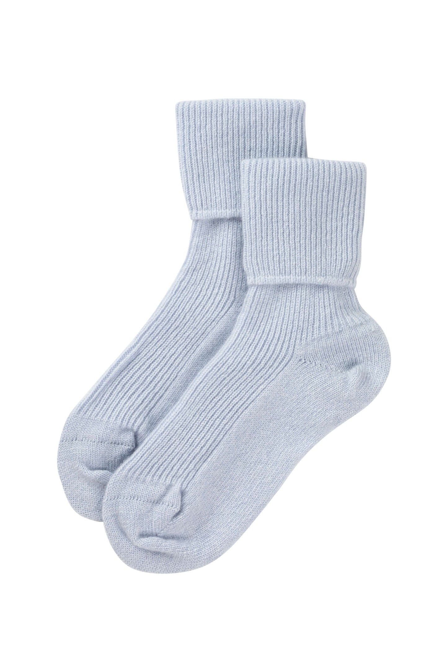 Johnstons of Elgin AW24 Knitted Accessory Pale Blue Marl Women's Pure Cashmere Bed Socks HAG02565HD0074ONE