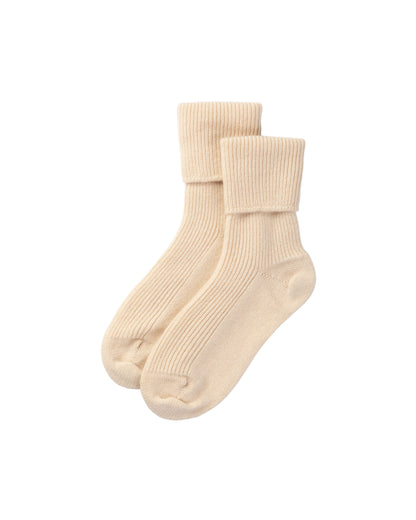 Johnstons of Elgin Women's Cream Cashmere Socks HAG02565SA0502ONE