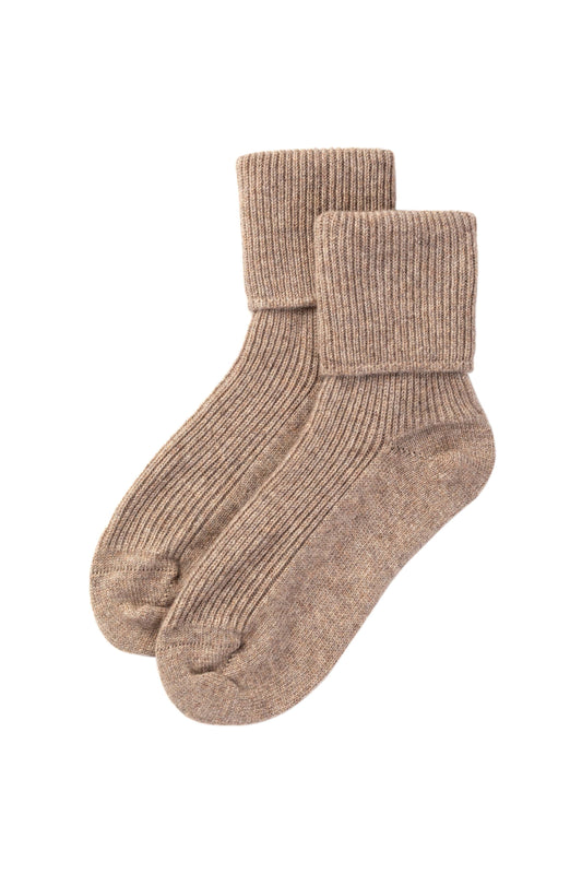 Johnstons of Elgin Women's Light Brown Cashmere Sock HAG02565HB4334ONE