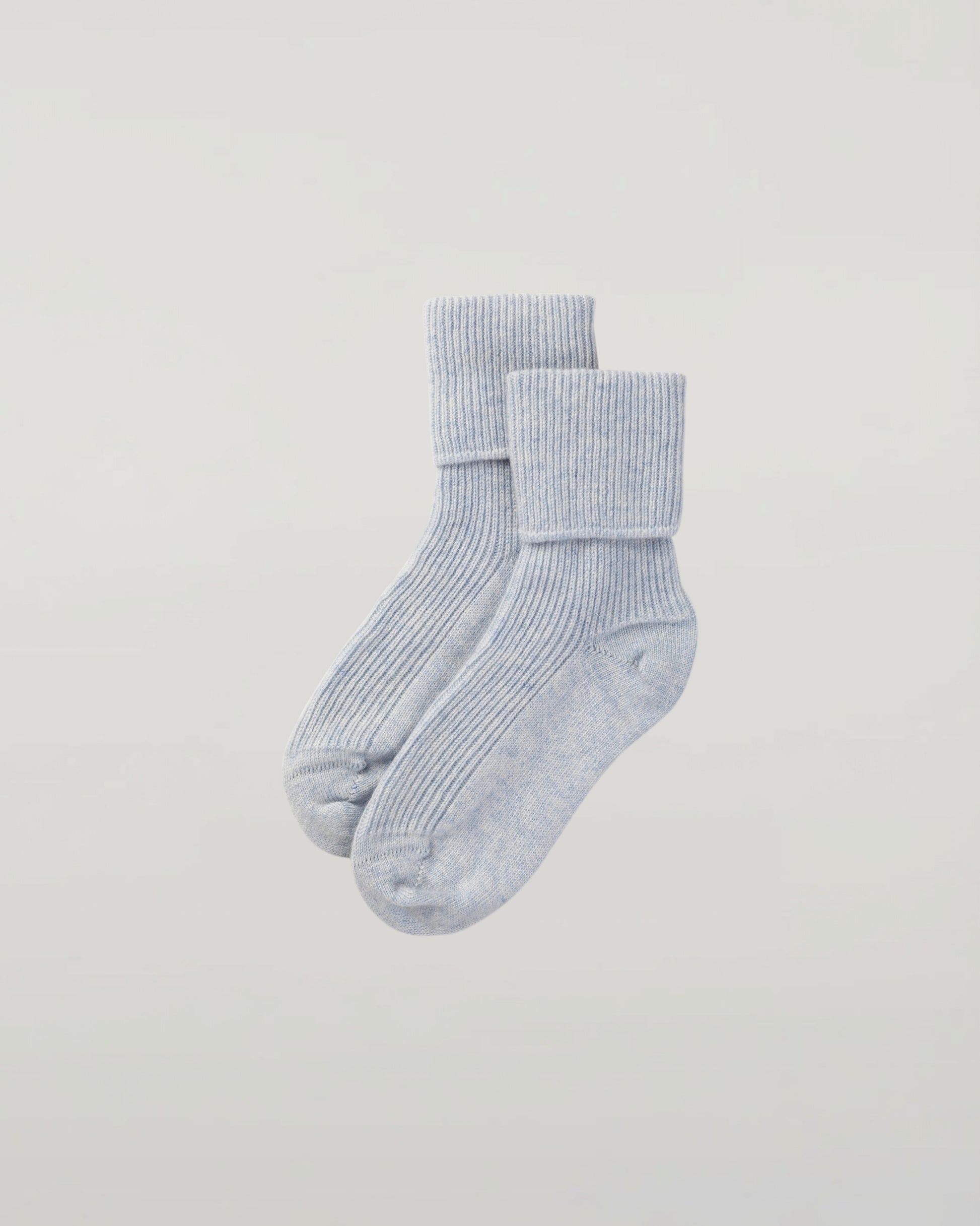 Johnstons of Elgin Knitted Accessories Pale Blue Marl Women's Cashmere Lounge Socks HAG02565HD0074ONE