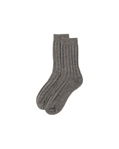 Johnstons of Elgin pair of grey cashmere socks on a white background 2025GIFTSET4A