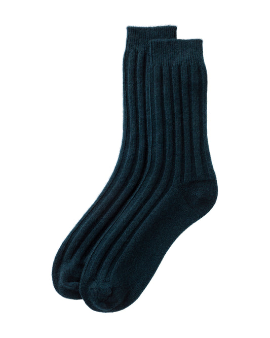 Johnstons of Elgin AW25 Knitted Accessories Bottle Green Men's Green Cashmere Lounge Socks HAG02814SC7341ONE