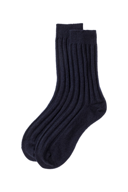 Johnstons of Elgin Men's Cashmere Bed Sock in Navy Blue HAG02814SD07077-12