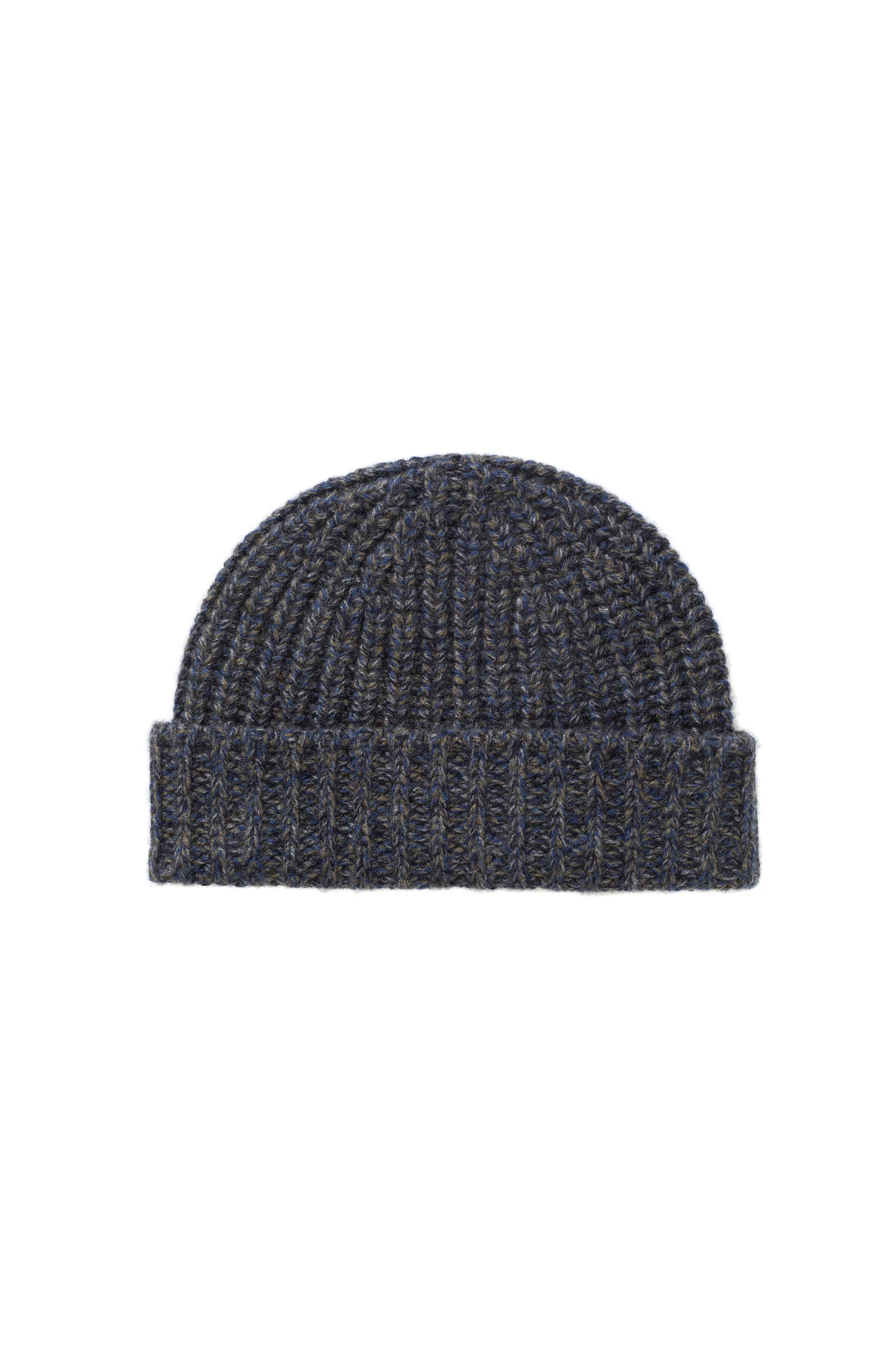 Johnstons of Elgin AW24 Knitted Accessory Dark Navy Chunky Rib Marl Cashmere Beanie HAT02850004962ONE