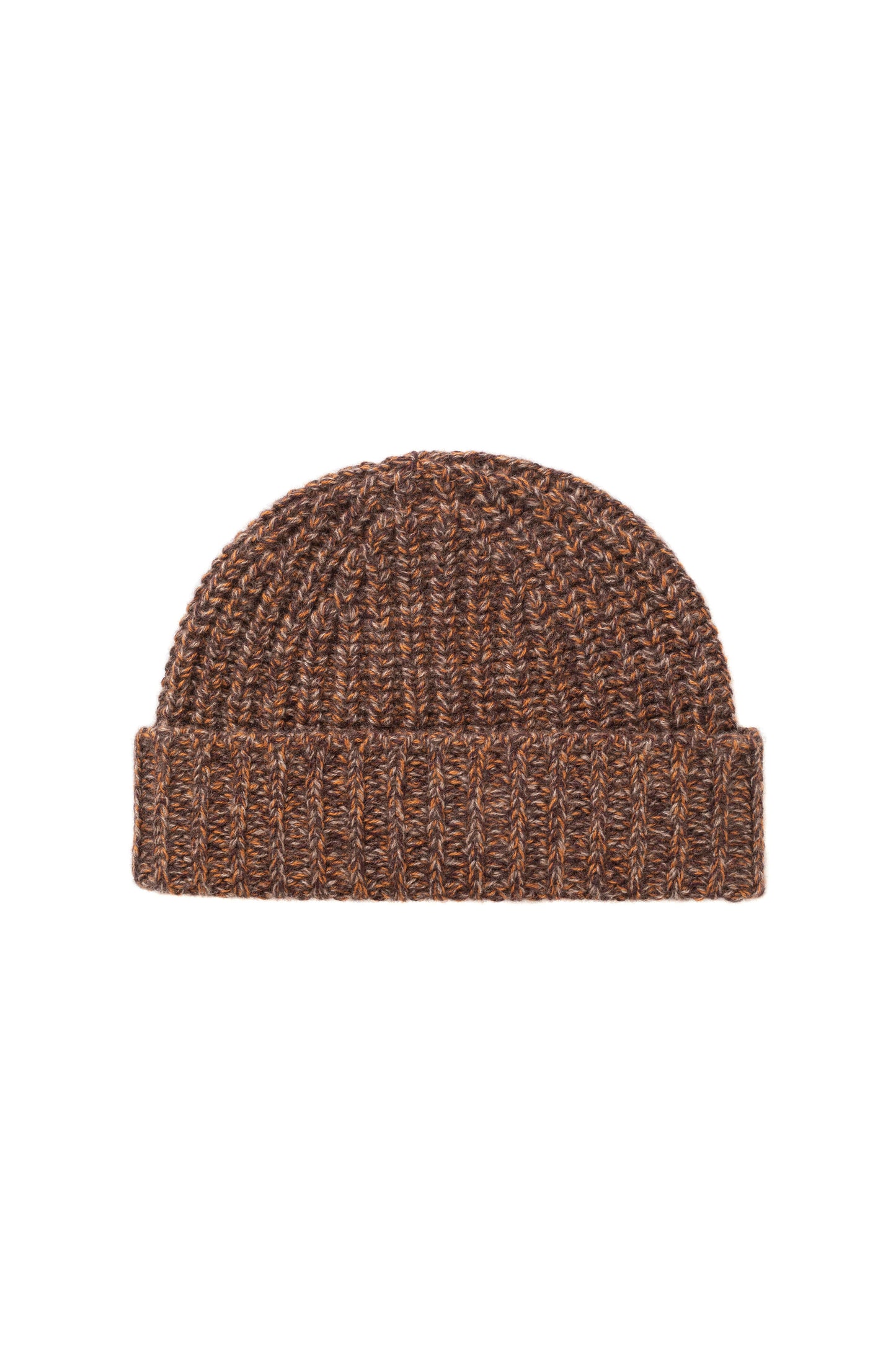 Johnstons of Elgin AW24 Knitted Accessory Dark Russet Chunky Rib Marl Cashmere Beanie HAT02850004968ONE