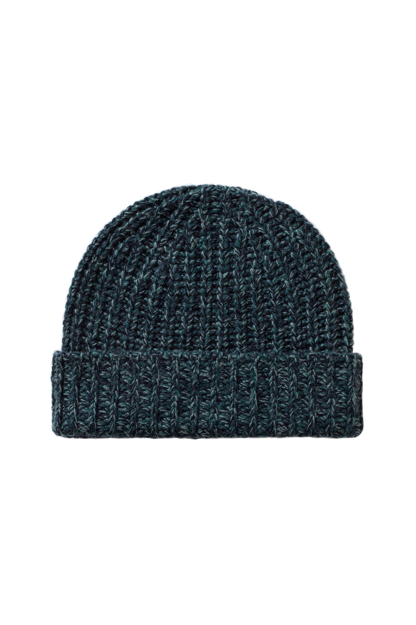 Johnstons of Elgin AW25 Knitted Accessories Bottle Green Marl Half Cardigan Stich Green Cashmere Beanie HAT02850006357ONE