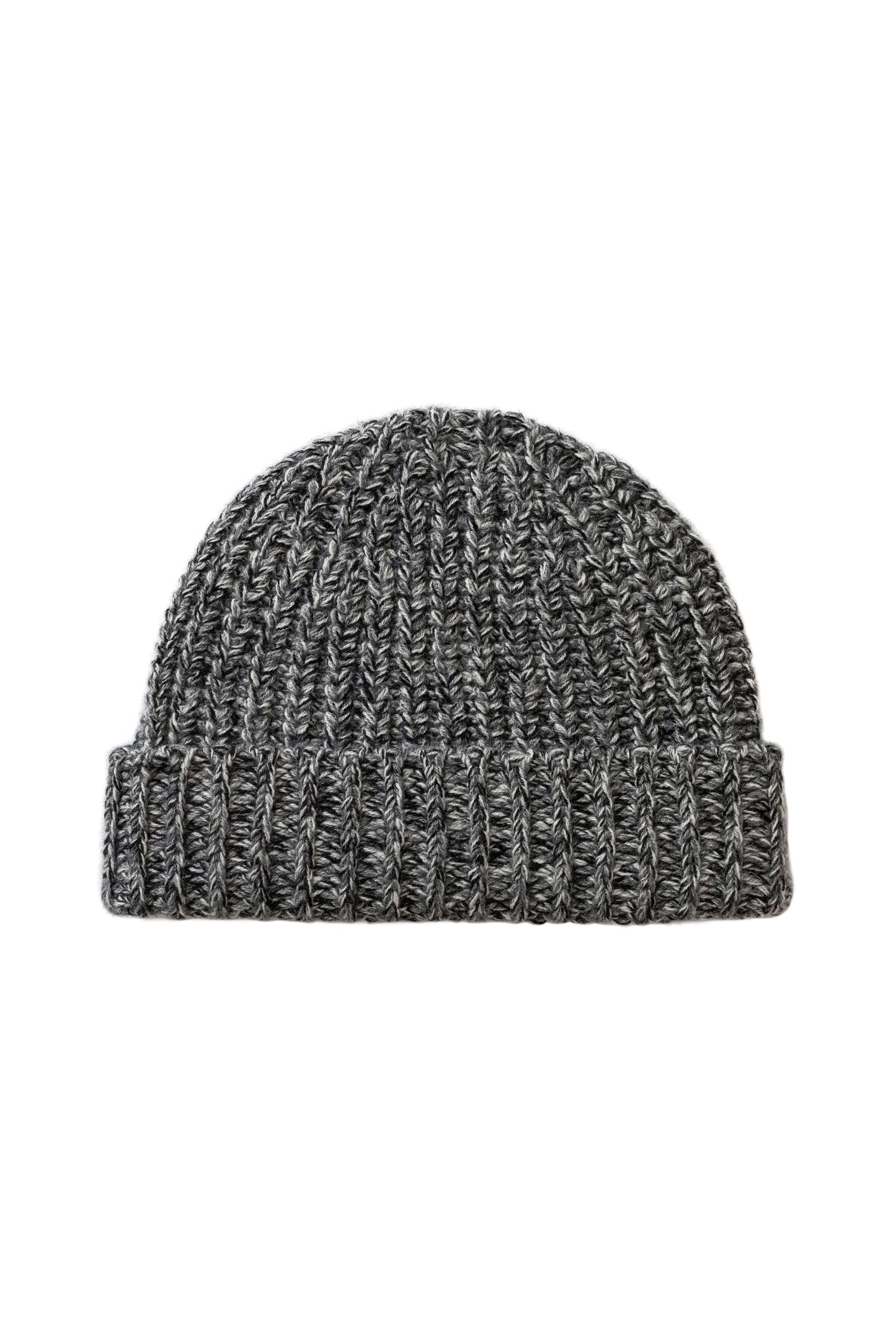 Johnstons of Elgin AW25 Knitted Accessories Charcoal Marl Half Cardigan Stich Grey Cashmere Beanie HAT02850006354ONE