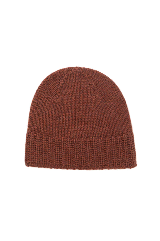 Johnstons of Elgin AW24 Knitted Accessory Russet Cashmere Jersey Cuff Beanie HAT03246HE7051ONE