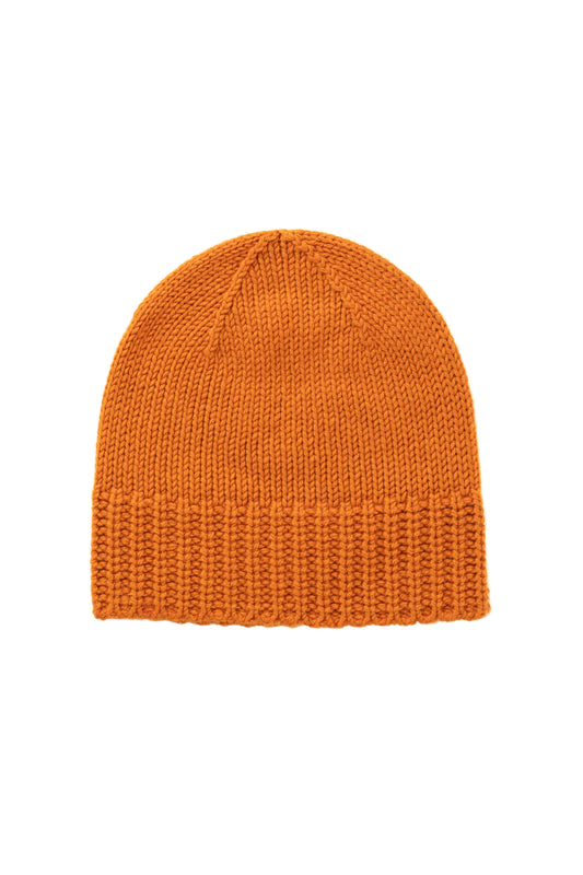 Johnstons of Elgin AW24 Knitted Accessory Burnt Orange Cashmere Jersey Cuff Beanie HAT03246SG4199ONE