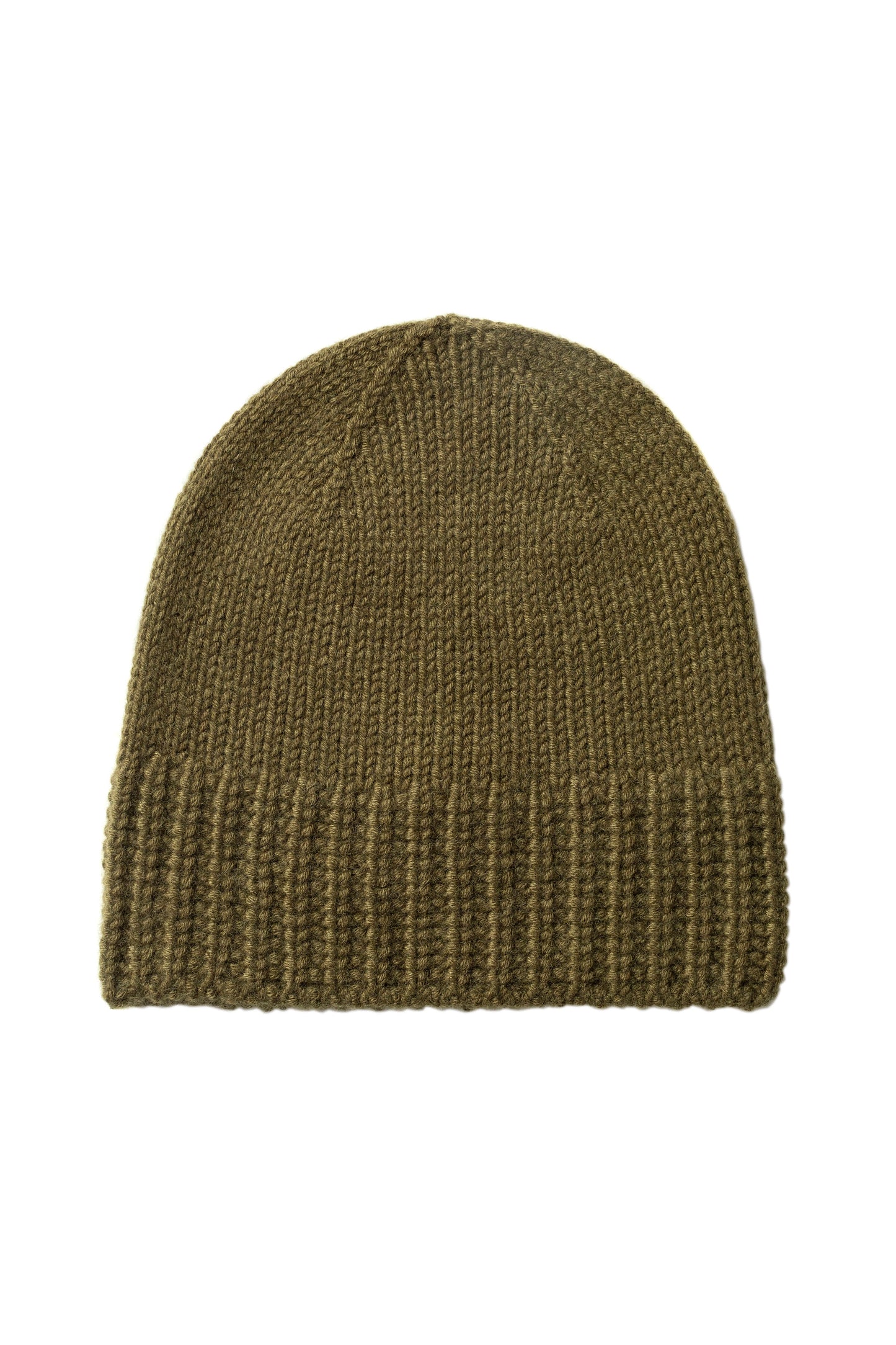 Johnstons of Elgin AW24 Knitted Accessory Olive Olive Cashmere Jersey Cuff Beanie HAT03246SC4573ONE