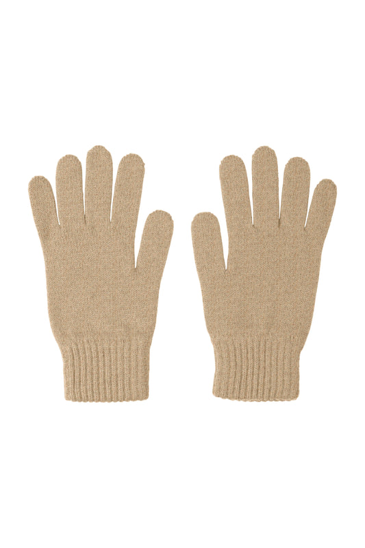 Johnstons of Elgin AW24 Knitted Accessory Oatmeal Men's Cashmere Gloves HAY01001HB0210ONE