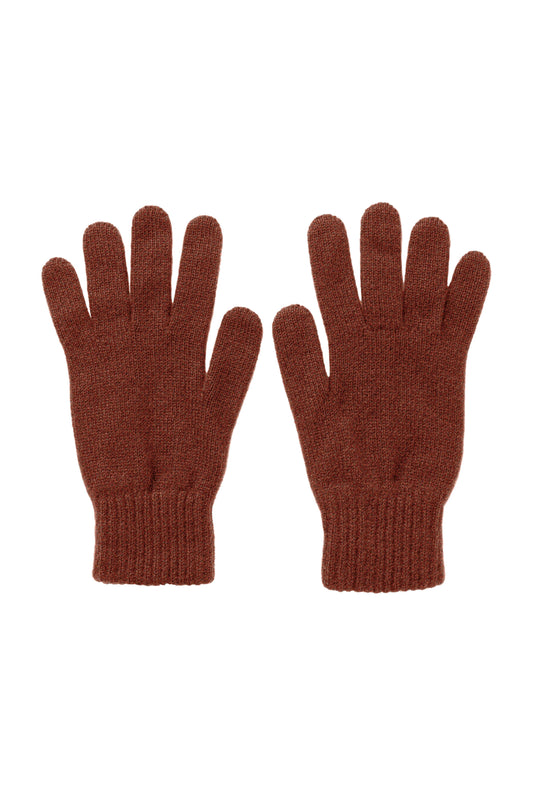 Johnstons of Elgin AW24 Knitted Accessory Russet Men's Cashmere Gloves HAY01001HE7051ONE