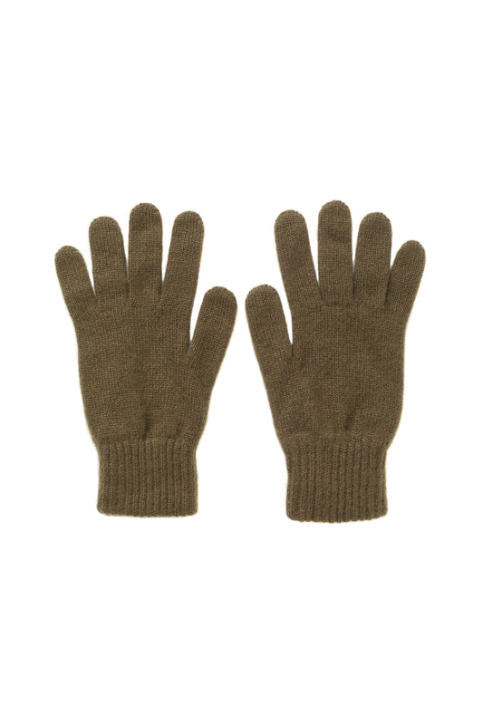 Johnstons of Elgin AW24 Knitted Accessory Olive Men's Cashmere Gloves HAY01001SC4573ONE