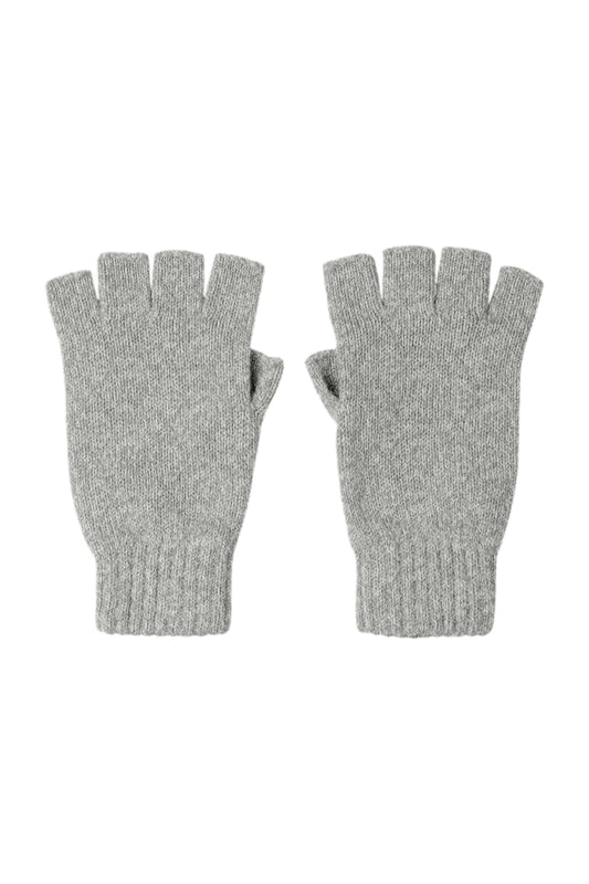 Johnstons of Elgin AW24 Knitted Accessory Light Grey Women's Fingerless Cashmere Gloves HAY02223HA0308ONE