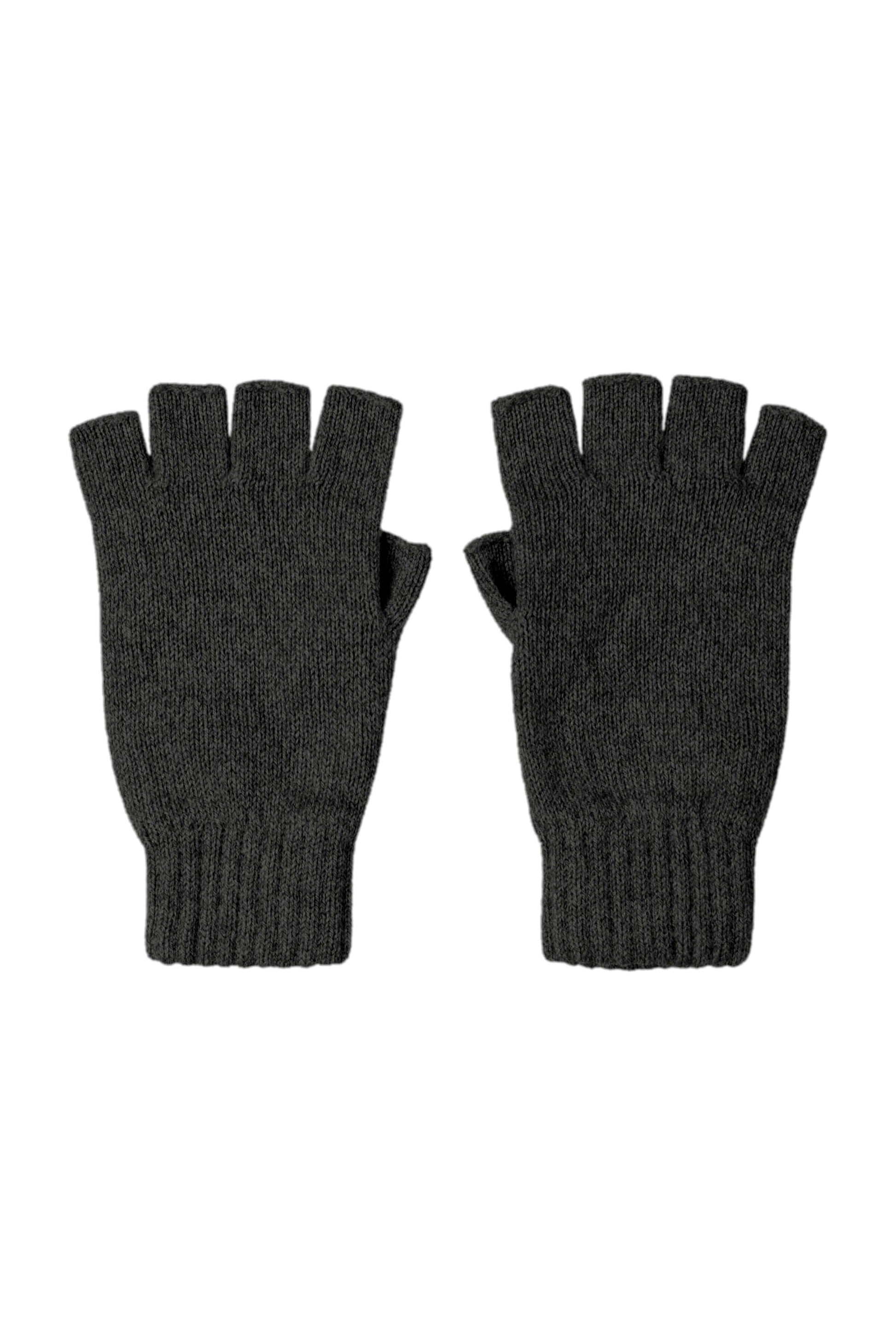 Johnstons of Elgin AW24 Knitted Accessory Mid Grey Women's Fingerless Cashmere Gloves HAY02223HA4181ONE