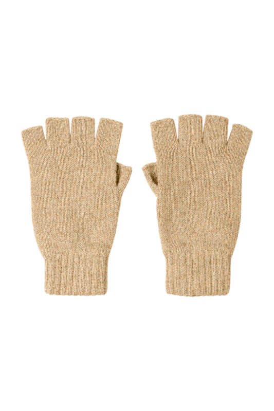 Johnstons of Elgin AW24 Knitted Accessory Oatmeal Women's Fingerless Cashmere Gloves HAY02223HB0210ONE