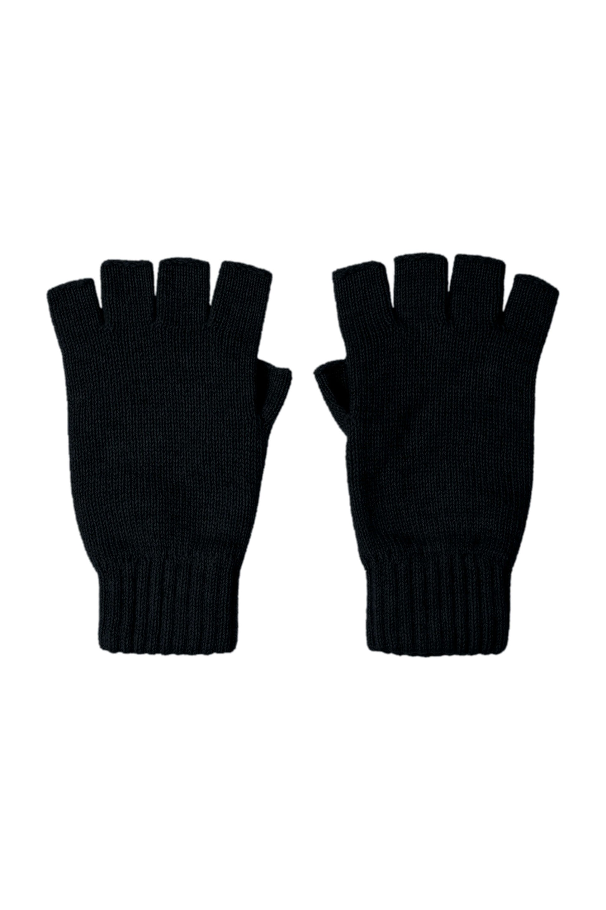 Johnstons of Elgin AW24 Knitted Accessory Black Women's Fingerless Cashmere Gloves HAY02223SA0900N/A
