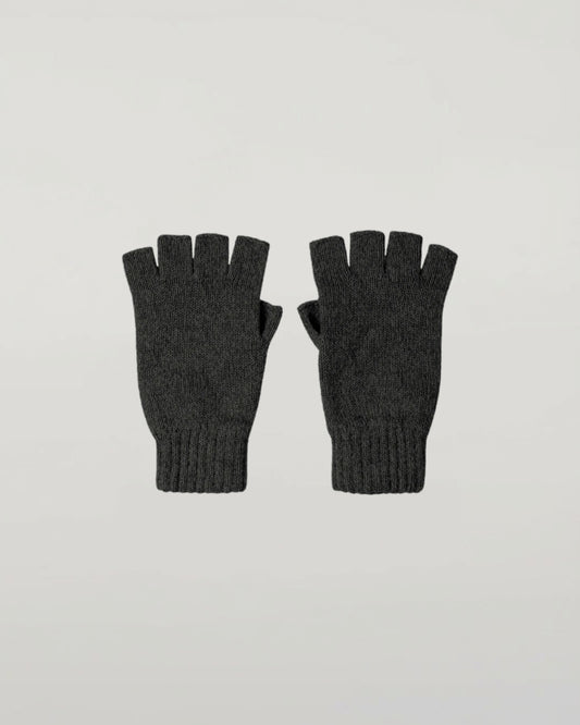 Johnstons of Elgin AW24 Knitted Accessory Mid Grey Women's Fingerless Cashmere Gloves HAY02223HA4181ONE
