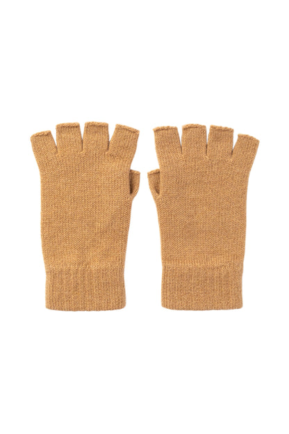 Johnstons of Elgin AW25 Knitted Accessory Camel Women's Fingerless Cashmere Gloves HAY02223HB4315ONE
