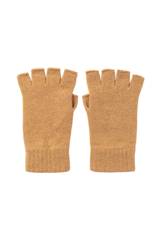 Johnstons of Elgin AW25 Knitted Accessory Camel Women's Fingerless Cashmere Gloves HAY02223HB4315ONE