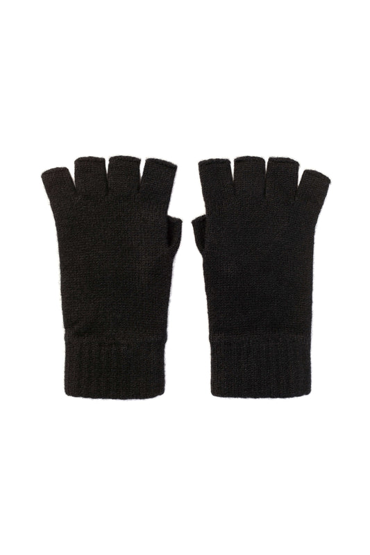 Johnstons of Elgin Knitted Accessories Black Fingerless Black Cashmere Gloves HAY02223SA0900N/A