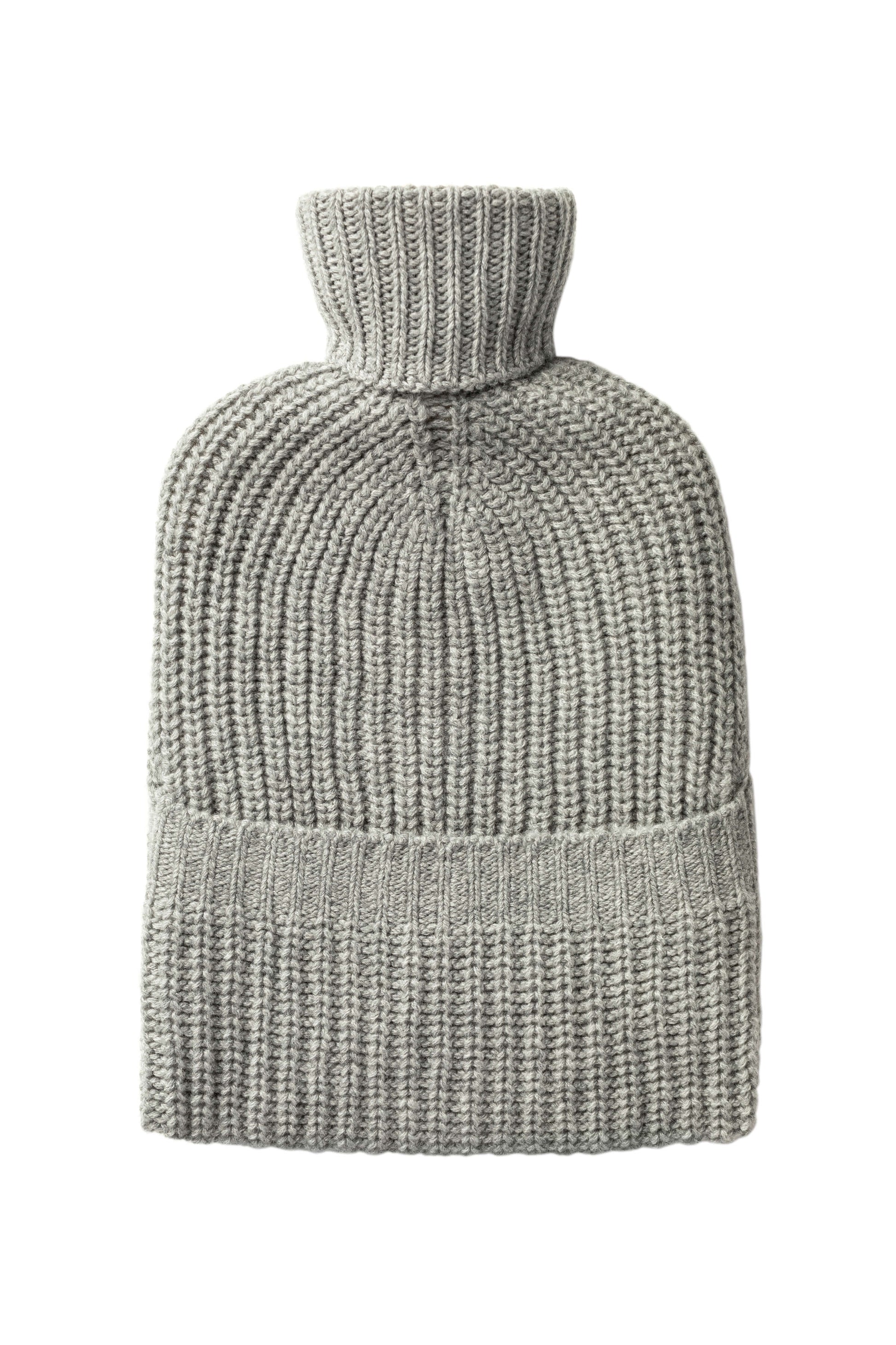 Johnstons of Elgin AW24 Knitted Accessory Light Grey Cashmere Hot Water Bottle Cover PA000062HA0308