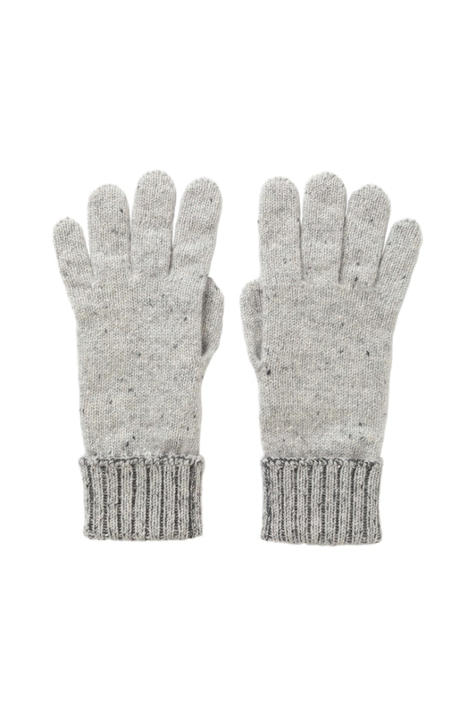 Johnstons of Elgin AW24 Knitted Accessory Pale Grey Donegal & SFA Mid Grey Donegal Cashmere Gloves HAY03399Q24505ONE