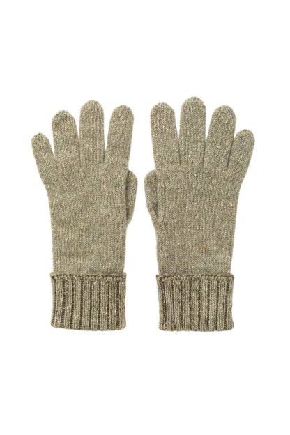 Johnstons of Elgin AW24 Knitted Accessory Lichen Donegal & SFA Olive Donegal Cashmere Gloves HAY03399Q24506ONE