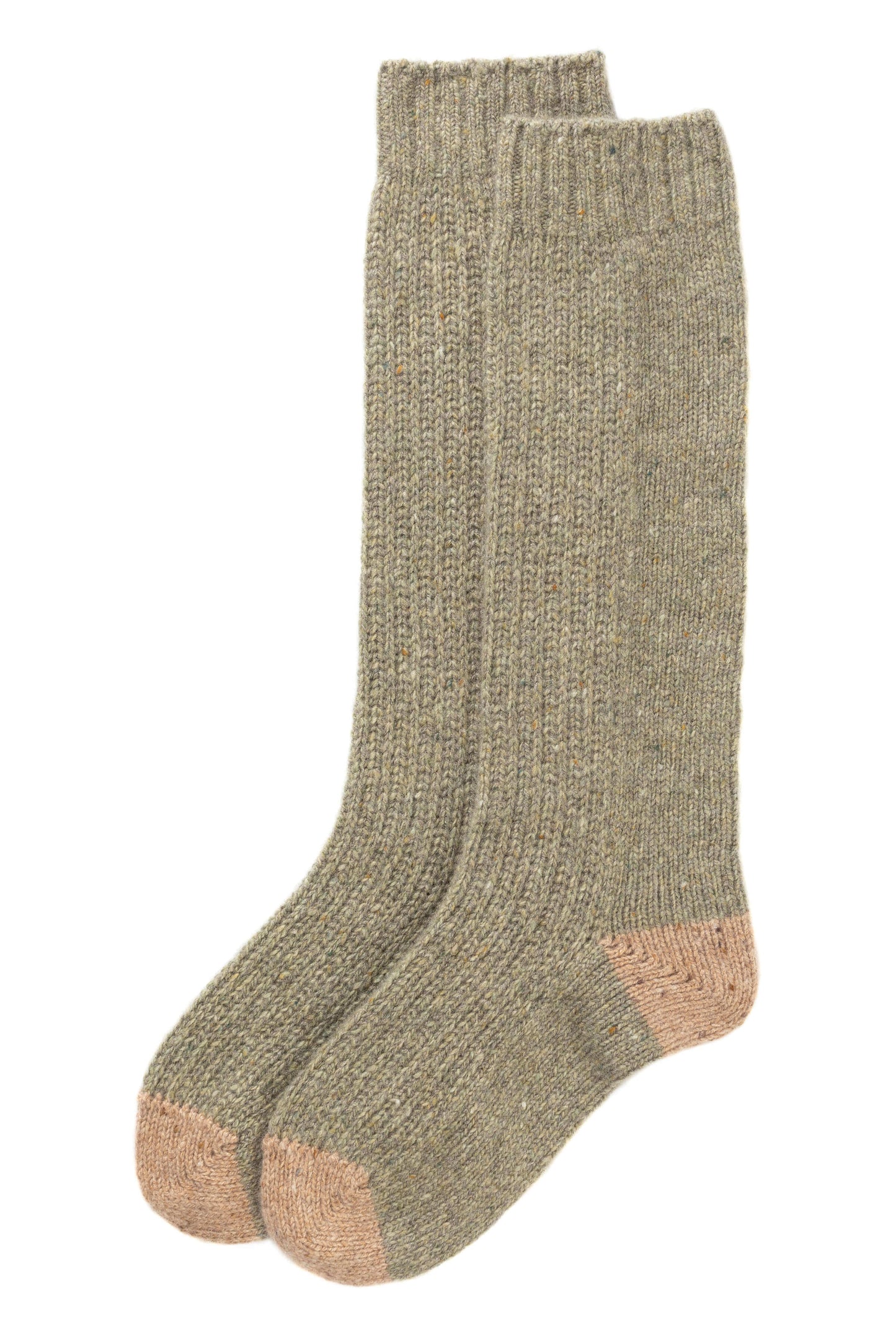 Johnstons of Elgin AW24 Knitted Accessory Lichen & Camel Donegal Women's Donegal Cashmere Socks HBY03400Q24485ONE