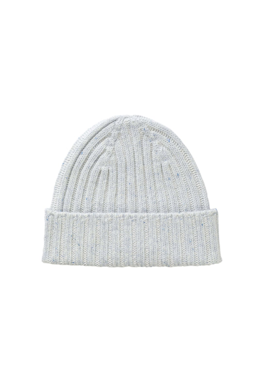Johnstons of Elgin AW24 Knitted Accessory Ice Blue Donegal & Luna Donegal Cashmere Rib Beanie HAY03410Q24503ONE