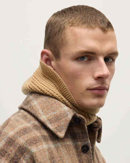 Johnstons of Elgin AW25 Knitted Accessories Camel Waffle Stitch Camel Cashmere Hood HAY03522HB4404ONE