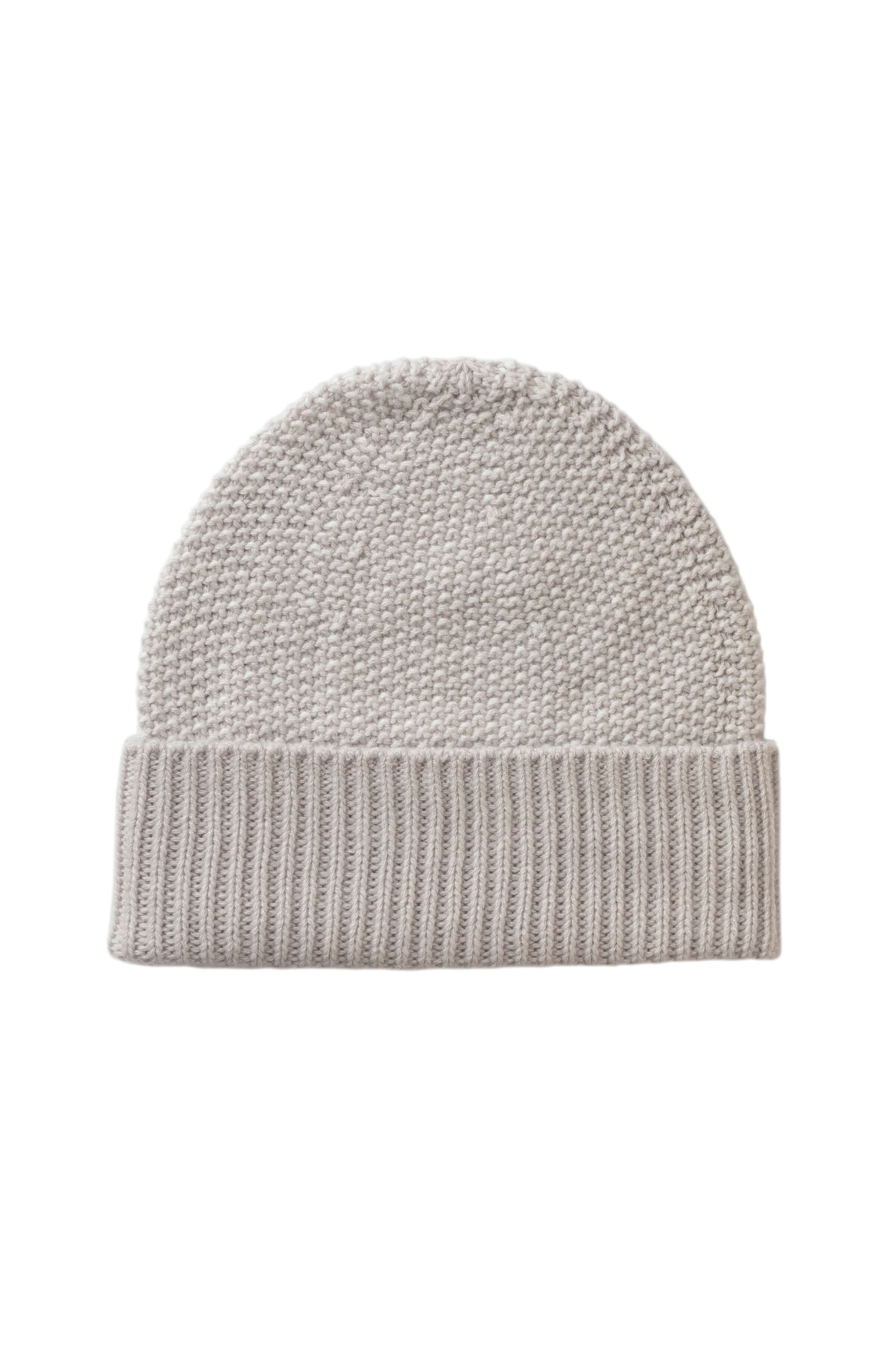 Johnstons of Elgin AW25 Knitted Accessories Snowmelt & Zinc White Seed Stitch Cashmere White Beanie HAY03527Q25348ONE