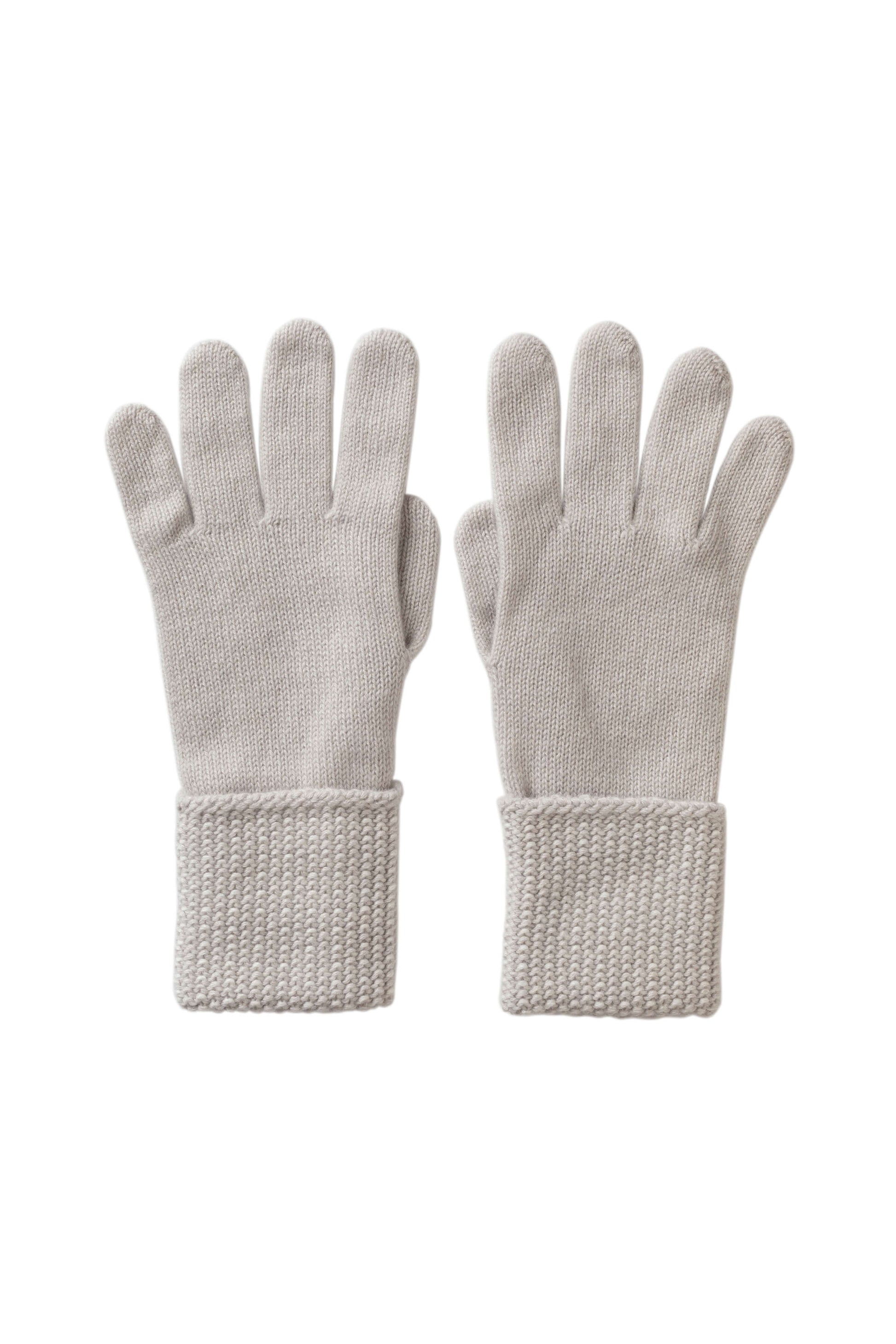 Johnstons of Elgin AW25 Knitted Accessories Snowmelt & Zinc White Seed Stitch White Cashmere Gloves HAY03528Q25342ONE