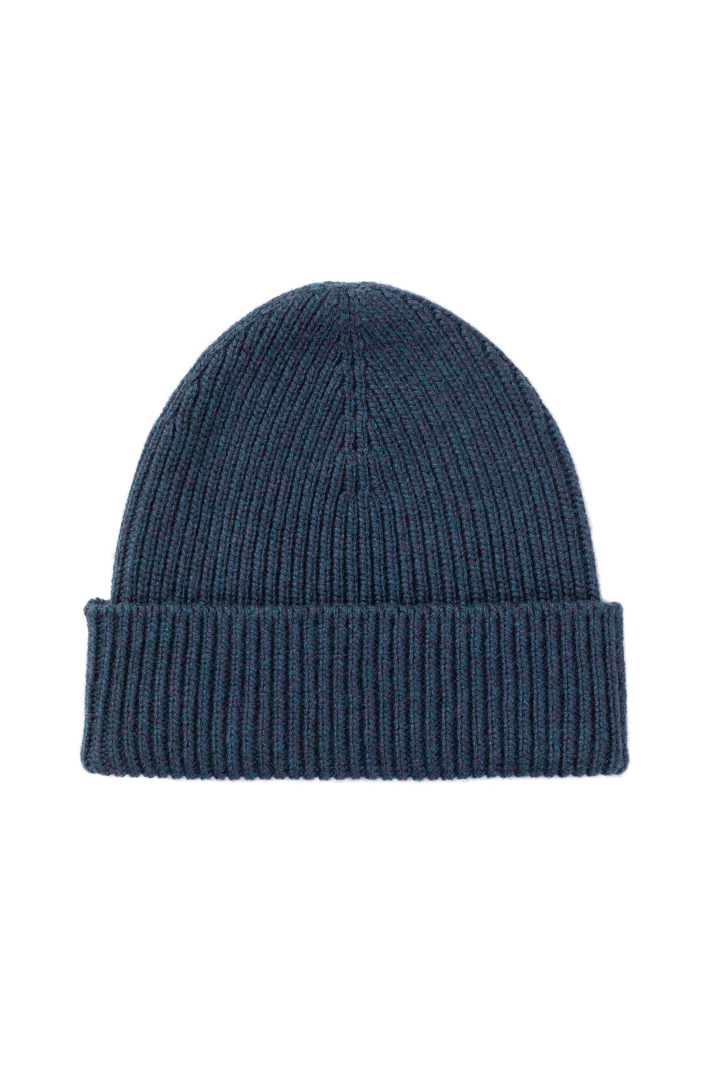 Johnstons of Elgin AW25 Knitted Accessories Heather Navy Ribbed Navy Cashmere Beanie HAY03536HD7321ONE