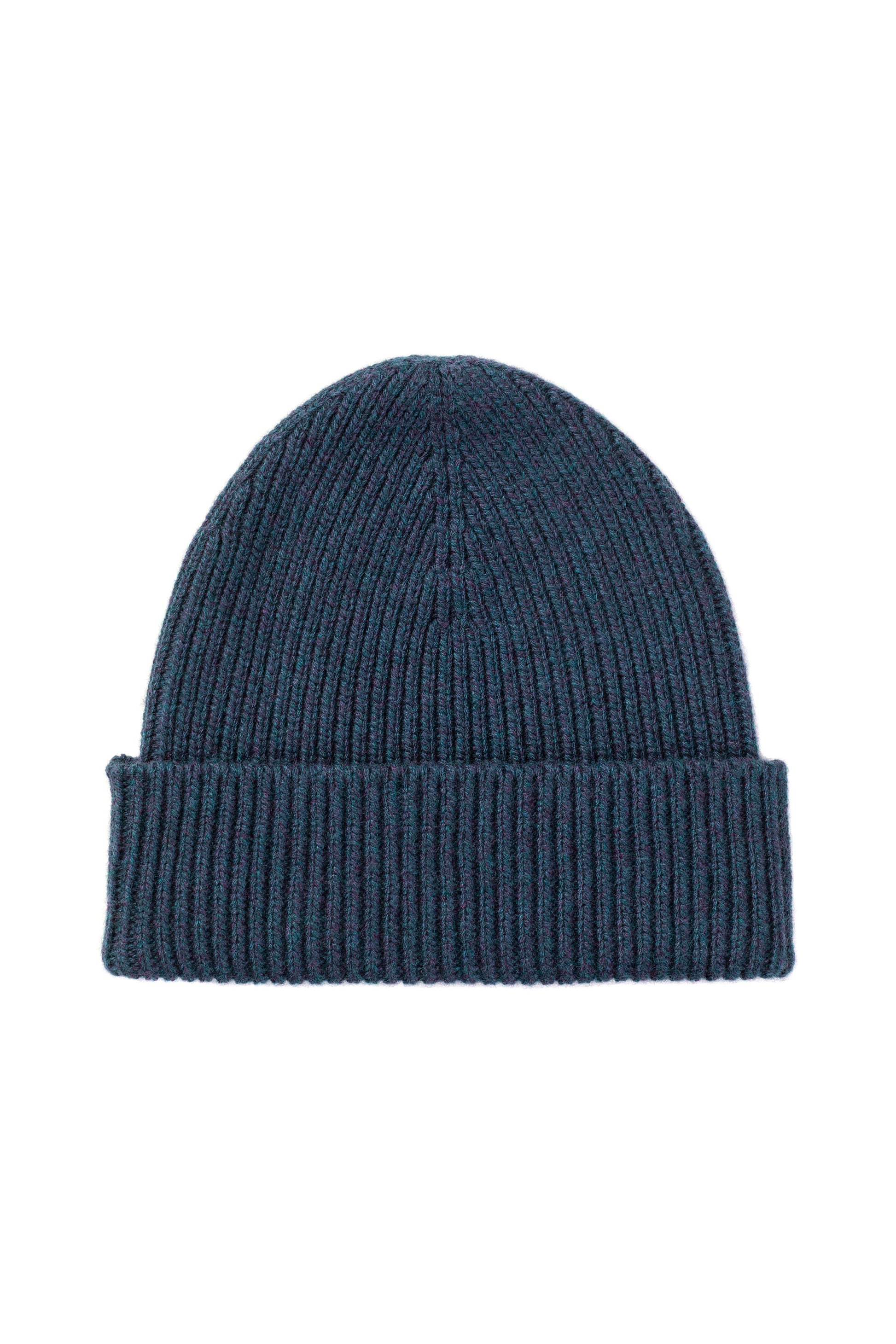 Johnstons of Elgin AW25 Knitted Accessories Heather Navy Ribbed Navy Cashmere Beanie HAY03536HD7321ONE