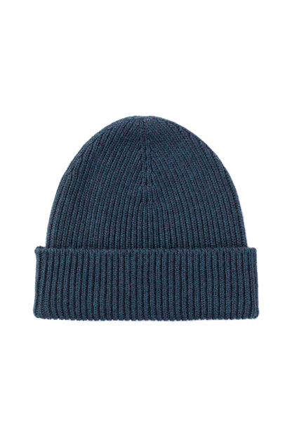 Johnstons of Elgin AW25 Knitted Accessories Heather Navy Ribbed Navy Cashmere Beanie HAY03536HD7321ONE