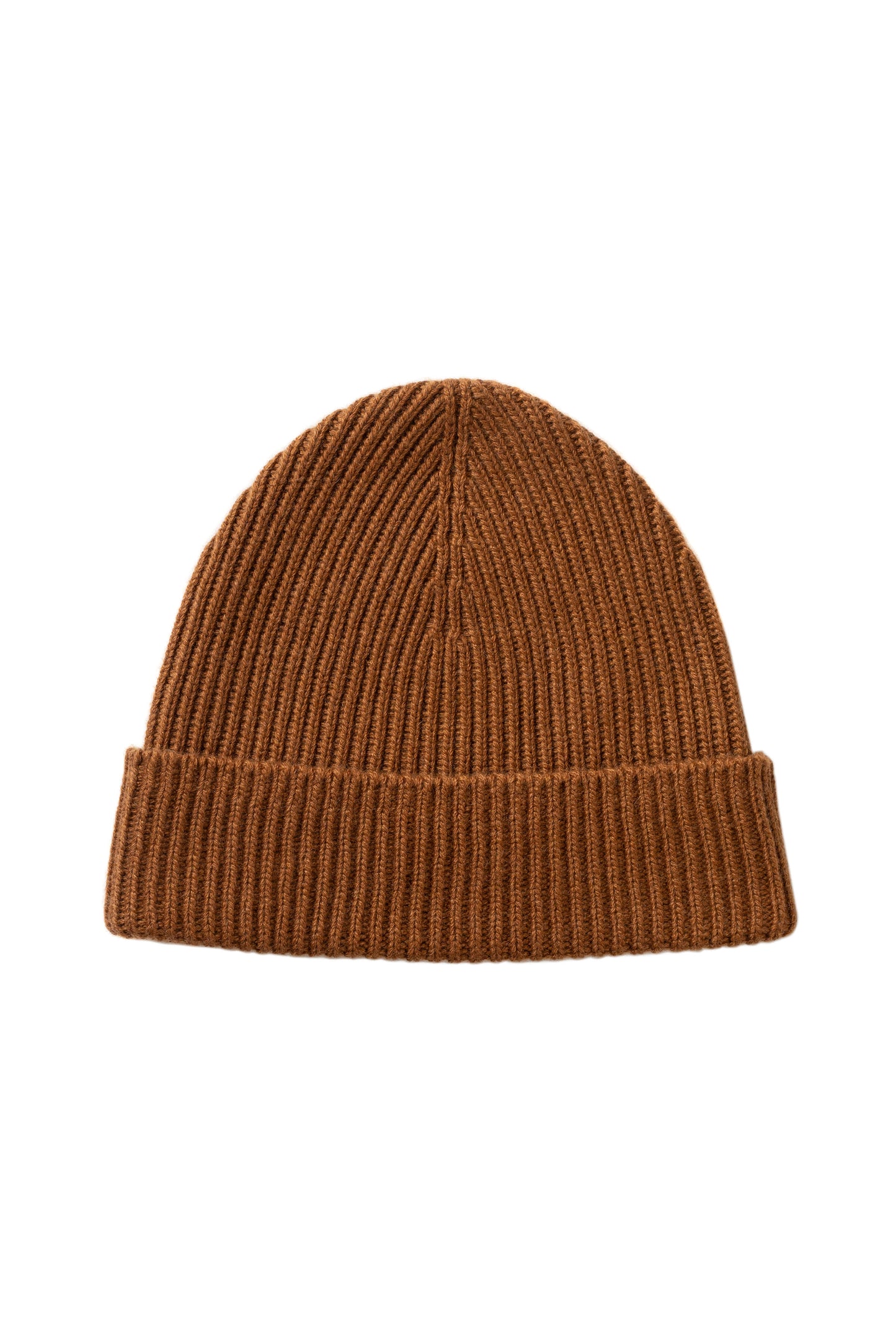 Johnstons of Elgin AW25 Knitted Accessories Dark Camel Ribbed Camel Cashmere Beanie HAY03536SB4620ONE
