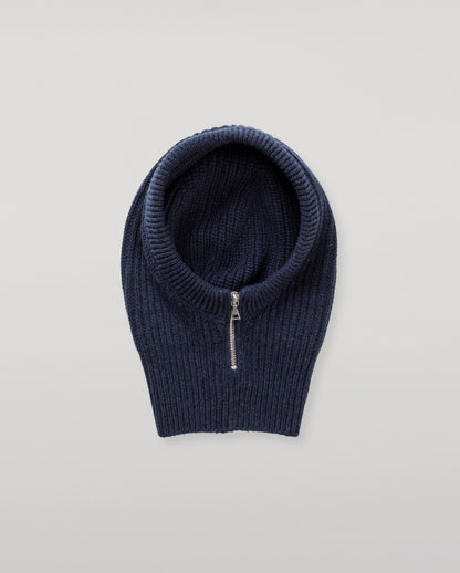 JOHNSTONS OF ELGIN CASHMERE RIBBED NEVIS HOOD WITH ZIP FASTENING NAVY 100% CASHMERE HAY03615Q26296ONE