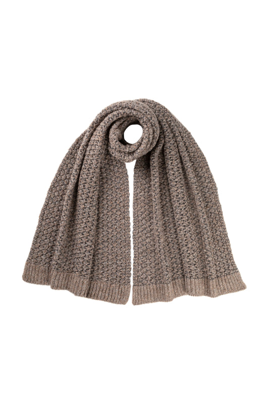 Johnstons of Elgin AW24 Knitted Accessory Ash & Dark Granite Brushed Cashmere Bouclé Stole HBB01082Q24567ONE