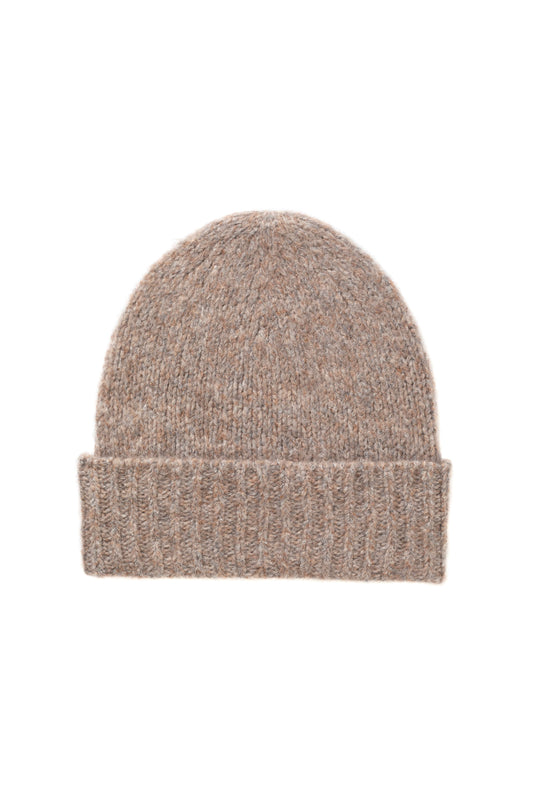 Johnstons of Elgin AW24 Knitted Accessory Ash Marl Brushed Cashmere Bouclé Beanie HBC01084HB4350ONE